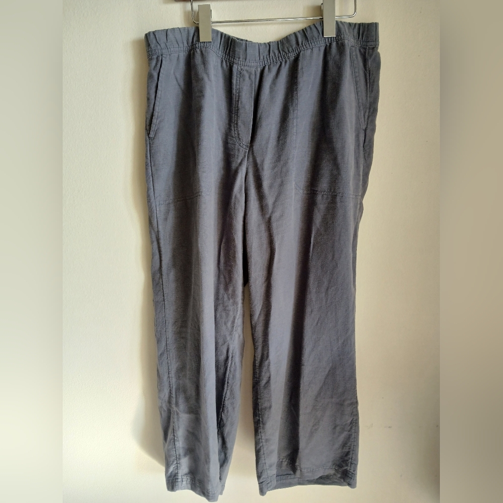 Pure Jill Gray Linen Tencel Crop Pants